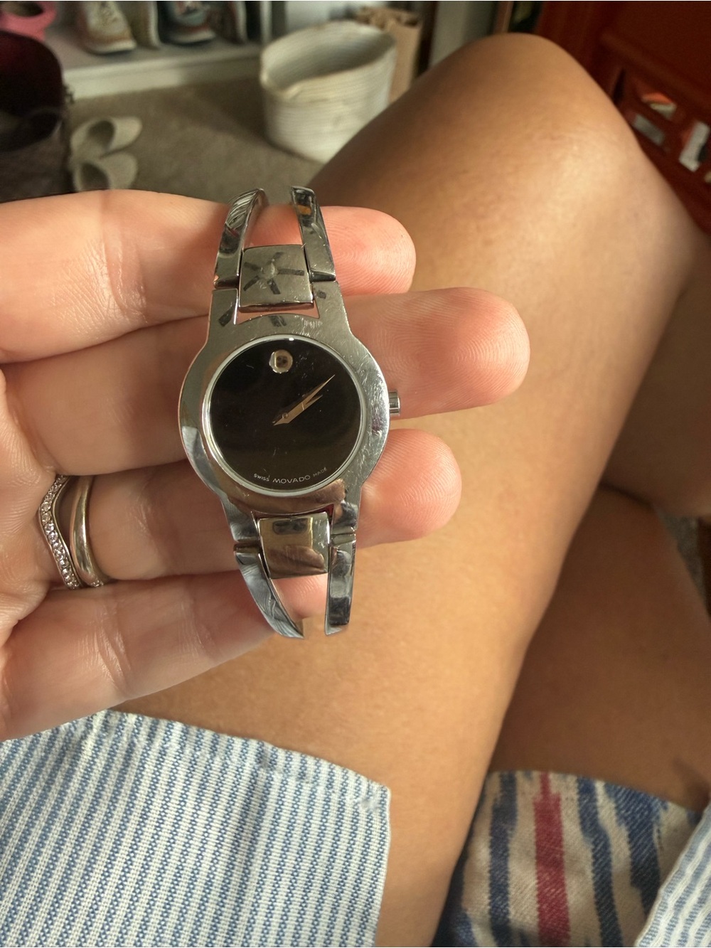 Movado Amorosa Women's Stainless Steel Bangle Watch, Needs battery